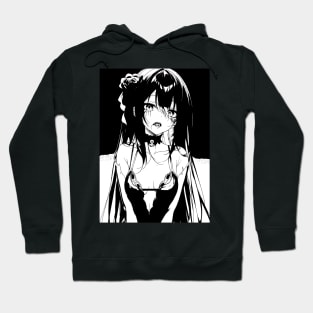 Black and white Gothic Anime Girl Hoodie